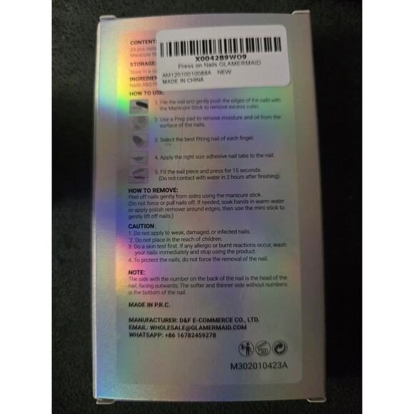 GLAMERMAID Classic Black White Press on Nails Medium Almond, Neutral Jelly... - Picture 2 of 2